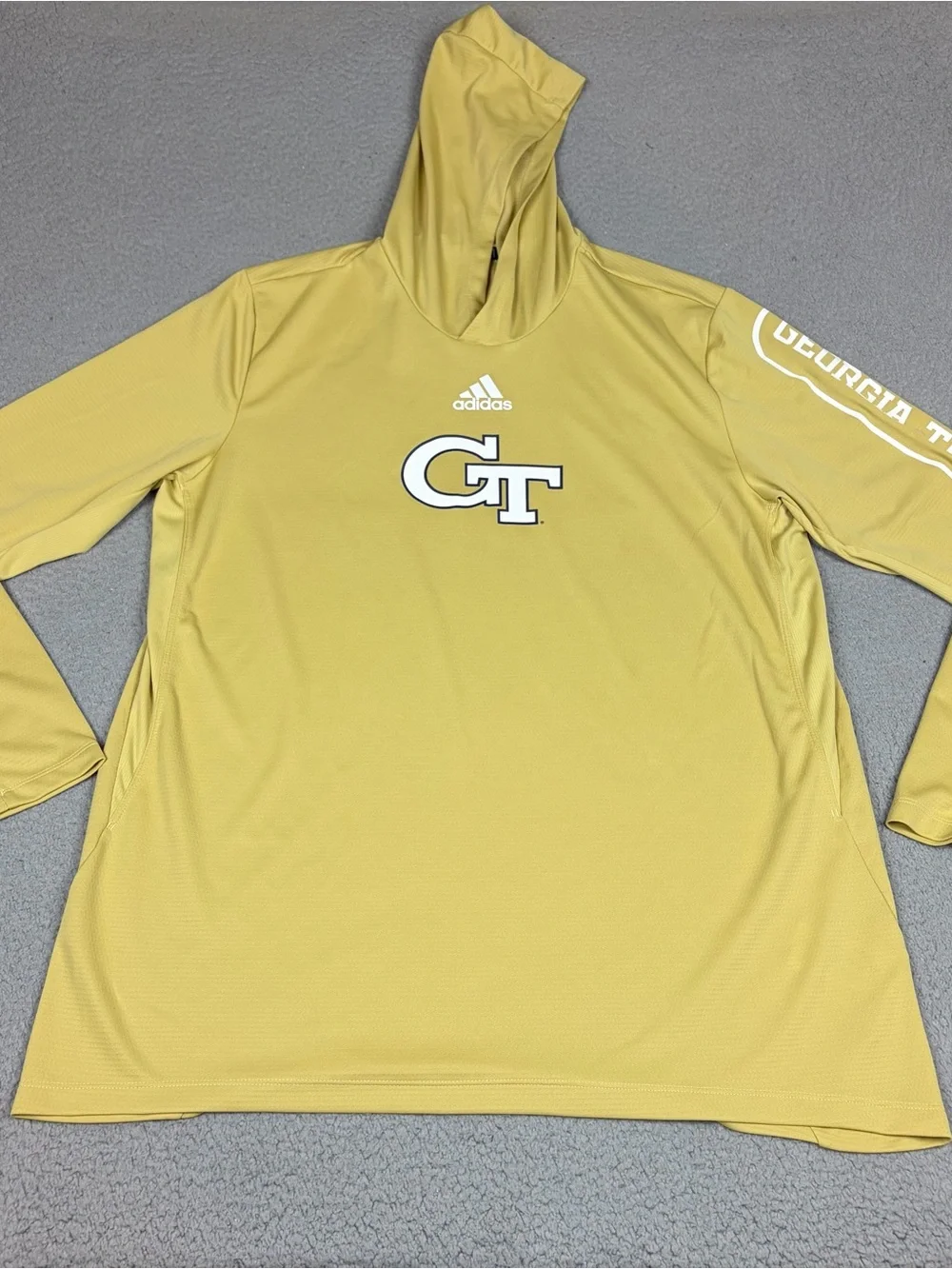 Georgia Tech Adidas Hoodie Mens XLT Gold Long Sleeve Shirt Team Player Issued